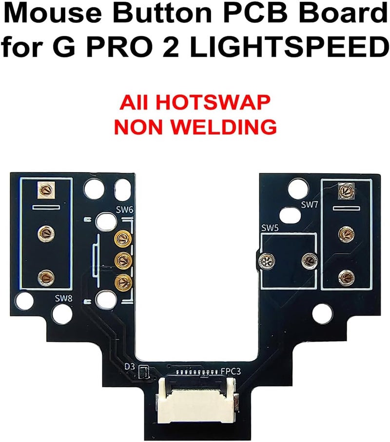 Hokeyio Hot-Swap Micro Switch PCB Kit for Logitech G Pro X Superlight 2 Lightspeed GPW4 Mice – ENIG Gold Pads, 6-Claw Clamps | Fix Double-Click & Customize Clicks - Image 2